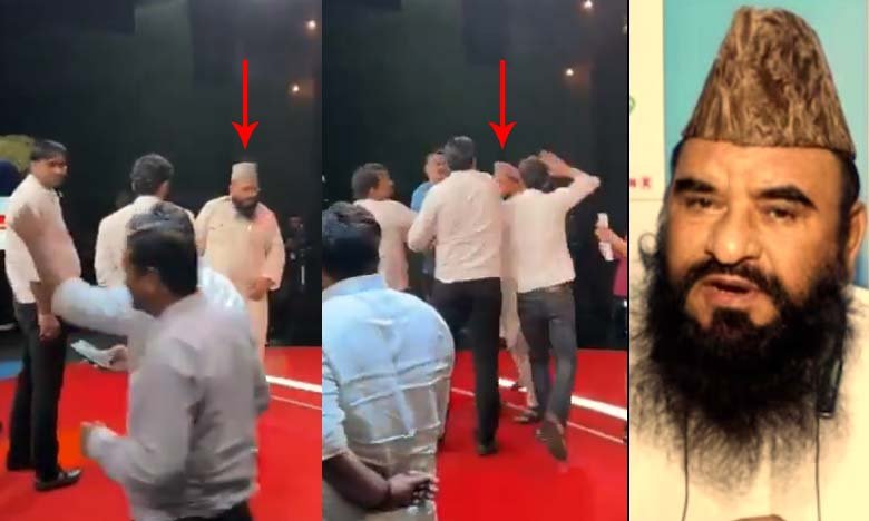 Maulana Sajid Rashid Thrashed in Noida TV Studio for Remarks on Dimple Yadav Video Goes Viral