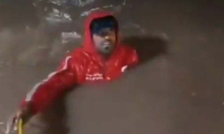 Food delivery boy Farhan falls into drain amid rains in Hyderabad sparking public outrage on social media