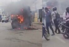 Hyderabad Fire Breaks Out in RTC Bus at Mehdipatnam Bus Stand
