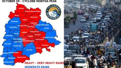 Cyclone Montha Hits Telangana Heavy Rains Red Alerts Issued Schools Closed in Several Districts