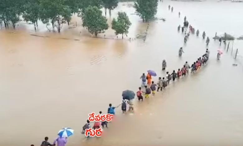 Nalgonda Gurukul School Flooded After Heavy Rain-500 Students Rescued Safely with Rope Support