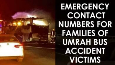 Emergency Contact Numbers for Families of Umrah Bus Accident Victims