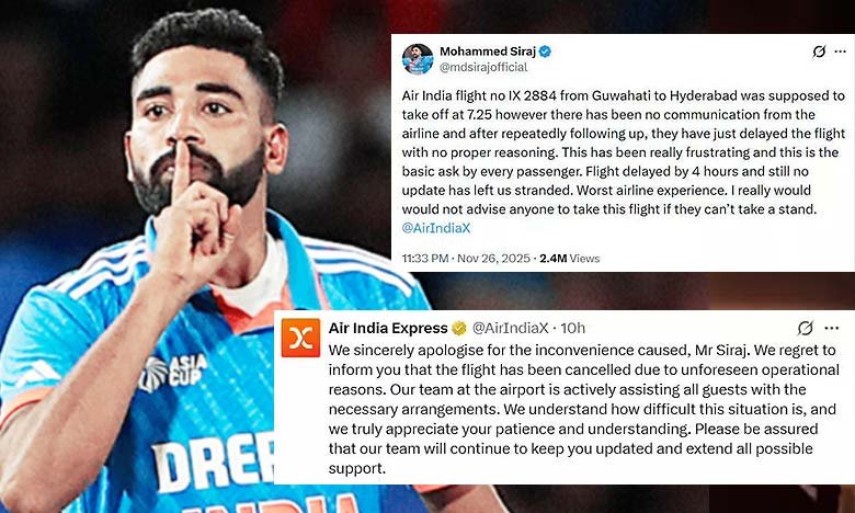 Worst Experience Mohammed Siraj Slams Air India After Hours of Delay in Guwahati Airline Issues Apology