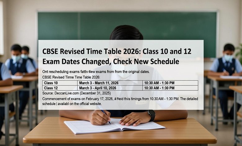 CBSE Revised Time Table 2026 Class 10 and 12 Exam Dates Changed Check New Schedule