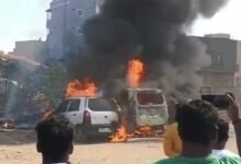 Massive Fire in Hyderabads Jubilee Hills Four Vehicles Destroyed
