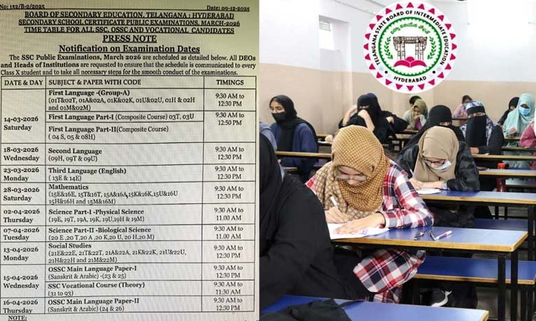 Telangana SSC Exams 2026 Class 10 Schedule Released Exams from March 14