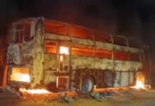 Private Bus Catches Fire on Hyderabad–Vijayawada Highway in Nalgonda