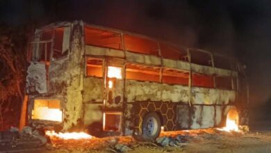 Private Bus Catches Fire on Hyderabad–Vijayawada Highway in Nalgonda