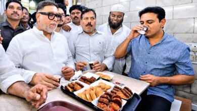 KTR Enjoys Irani Chai and Osmania Biscuits at Charminar Calls It an Essential Old City Experience